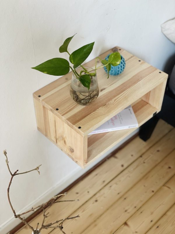 Nachttisch schwebend Kiefernholz – Bild 6