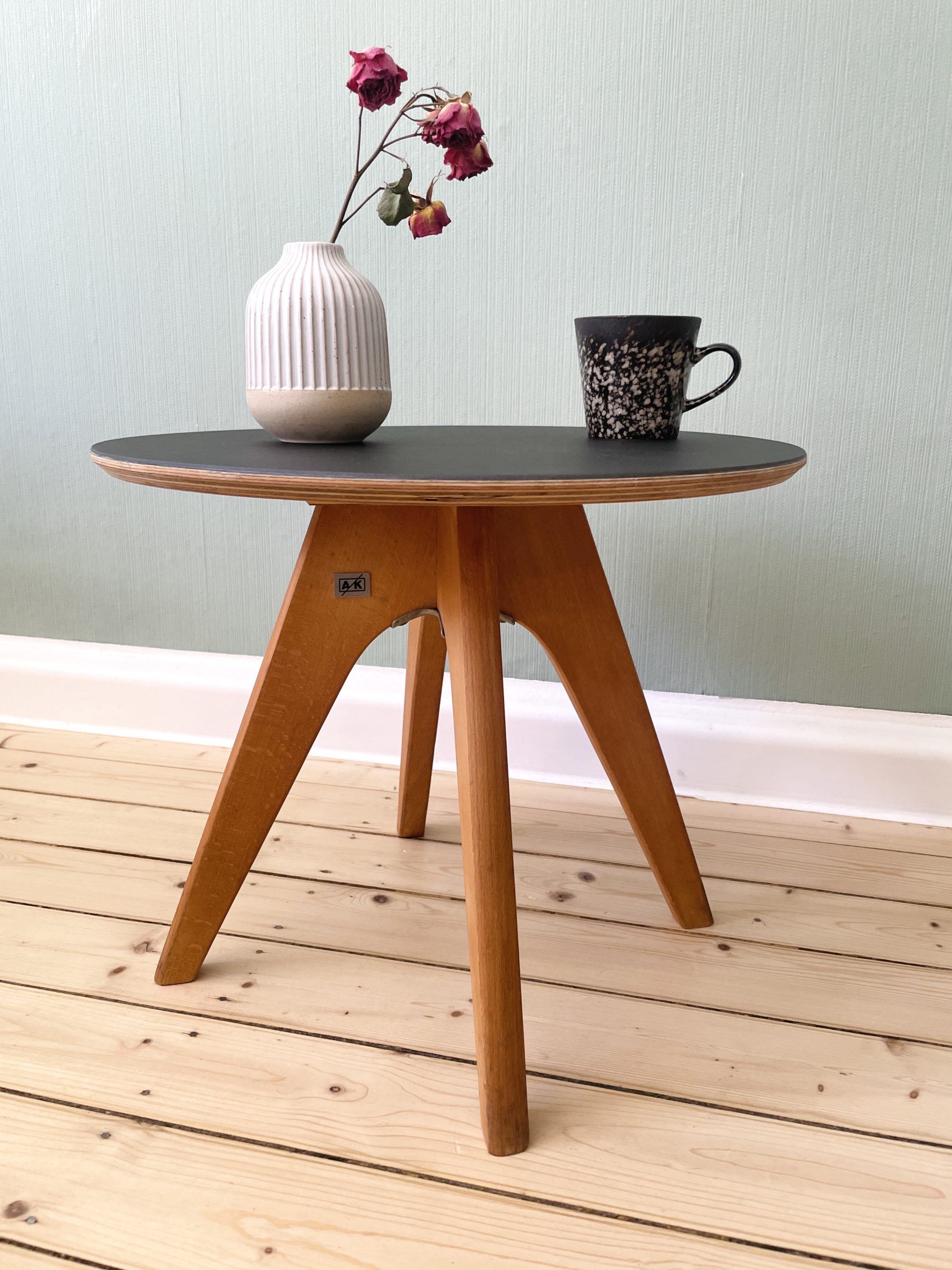 Beistelltisch 36,5 cm hoch Linoleum Schwarz – Bild 2