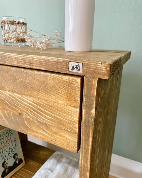 Nachttisch Altholz-Stil mit Schublade – Bild 6
