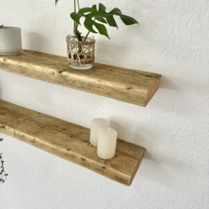 Schwebendes Regal Gerüstbohle mit Öl behandelt