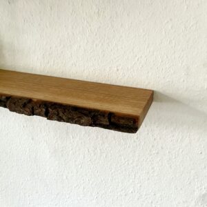 Schwebendes Regal Eiche mit Rinde