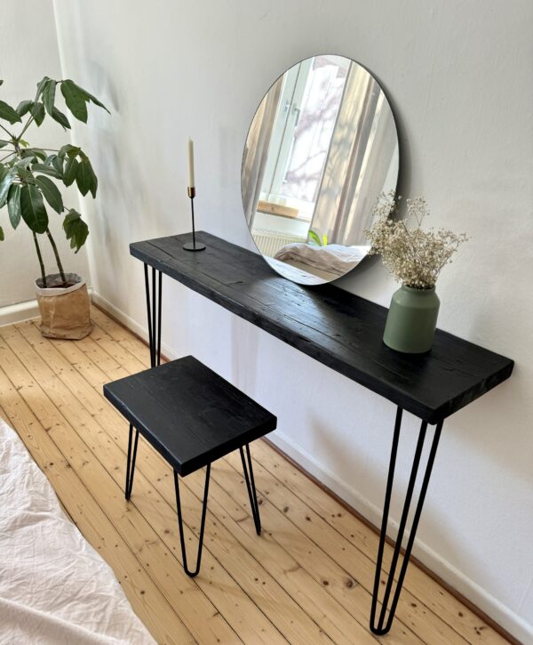 Wandkonsole | Schminktisch Altholz schwarz – Bild 4