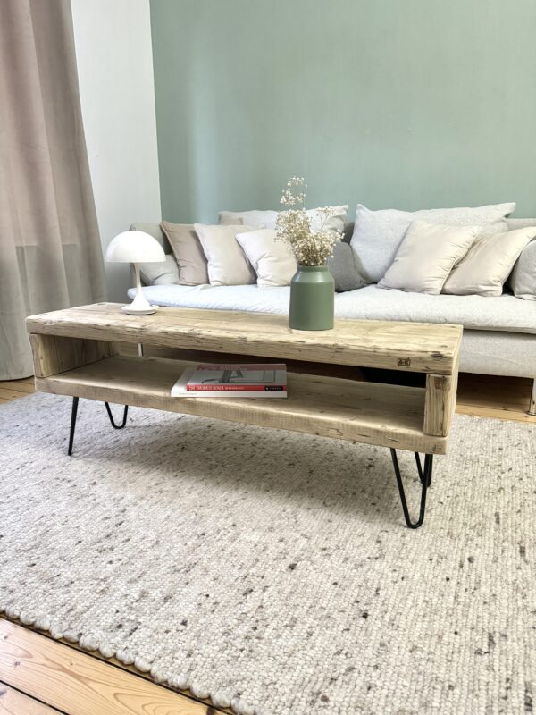 Couchtisch mit Ablage auf Haarnadelbeinen – Bild 11