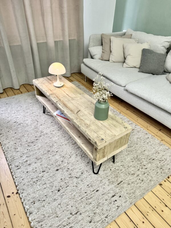 Couchtisch mit Ablage auf Haarnadelbeinen – Bild 9