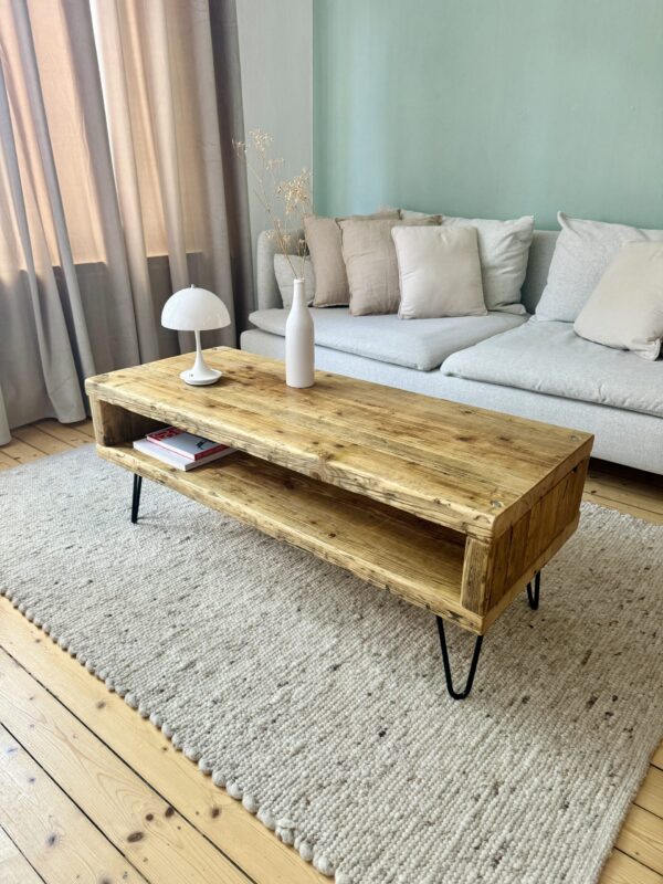Couchtisch mit Ablage auf Haarnadelbeinen – Bild 5