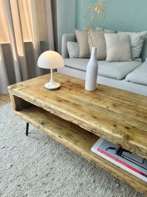 Couchtisch mit Ablage auf Haarnadelbeinen – Bild 4