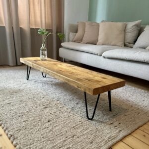 Couchtisch *geölt* aus Gerüstbohlen auf Haarnadelbeinen